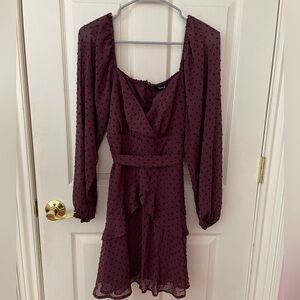 Trixxi Plum Dress with Black Polka Dots